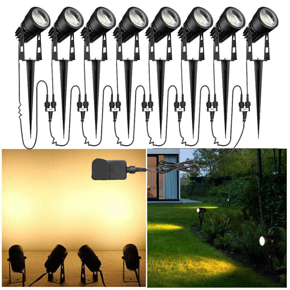 6/8/12Pcs LED Garden Spotlights Outdoor Waterproof Pathway Spike Lights Mains UK eBay