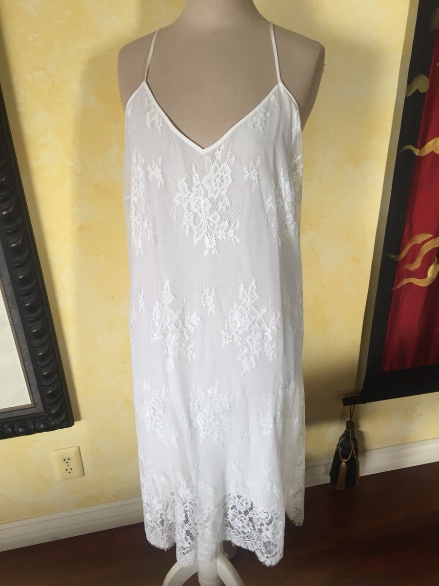Gold Hawk Falcon Bloom Lace Silk L Nwt Slip Chemise Gown Dress White Silver  | eBay