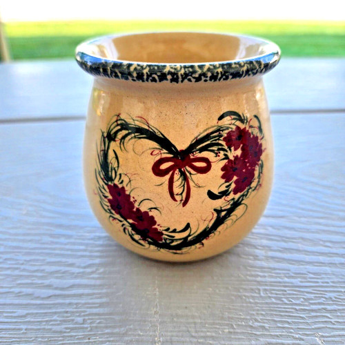 Casey Pottery Marshall Texas 3.25" Jar Floral Flower Heart Farmhouse Cottage USA