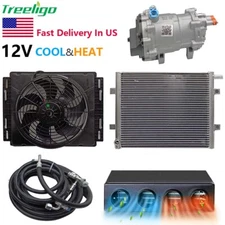 12V Car Air Conditioner Kit Under Dash Universal Cab Truck AC Unit Cool&Heat