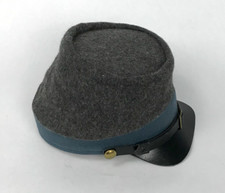Confederate Civil War Charcoal Grey Kepi with Blue Wool Band - Size Medium