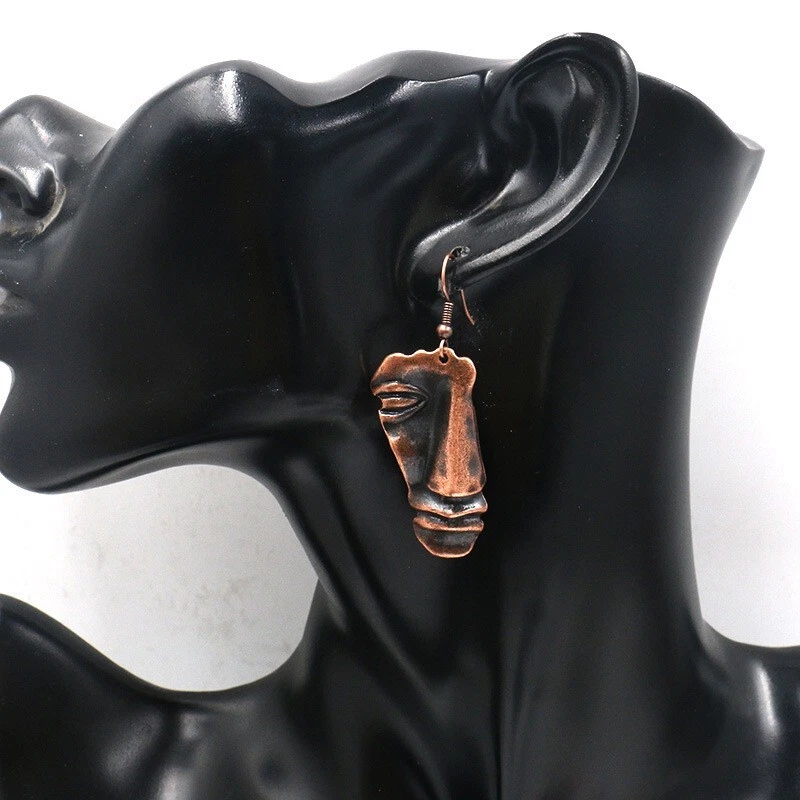 Moda Mujeres Vintage Pendientes Bohemios Bronce Abstracto Clásico Máscara Facial 1532 Foto 4 de 4