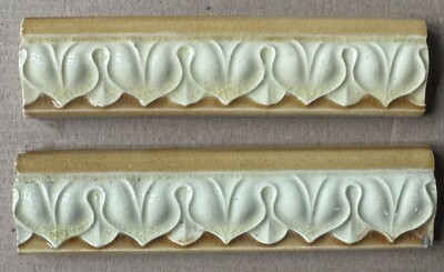 INGLATERRA - 2 ANTIQUE ART NOUVEAU MAJOLICA BORDER TILE C1900 | eBay
