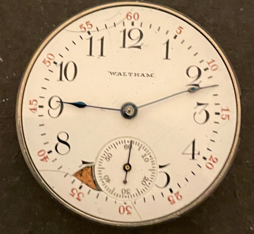 Antique 1903 Lady Waltham Model 1900 Pocket Watch Movement Parts/Repair 0s 16j