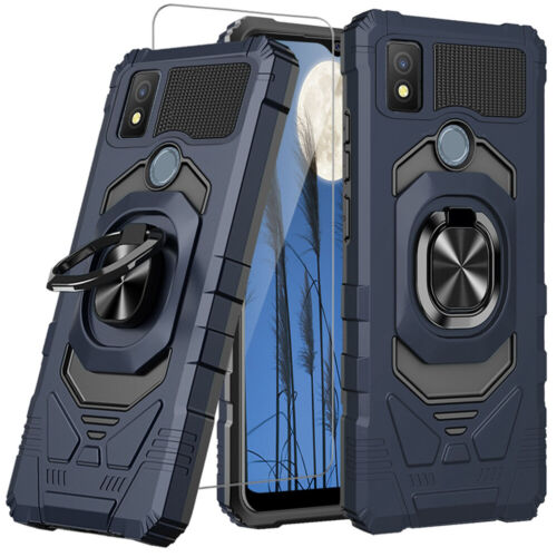 Funda de teléfono para Cricket Icon 4 anillo de metal soporte magnético + vidrio templado - Imagen 12 de 20