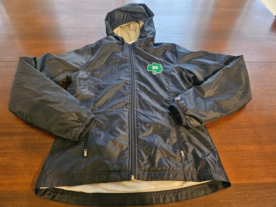 CHAQUETA FORRADA DE FÚTBOL VINTAGE BORDADA CHAMPION NOTRE DAME BOLSILLOS AZUL MARINO PEQUEÑA Foto 2 de 4