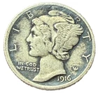 1916 Mercury Head Dime.  XF Actual Coin Shown