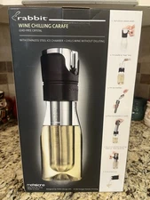 Rabbit Wine Chilling Glass Carafe with Black Silicone Cap Stainless Steel Core