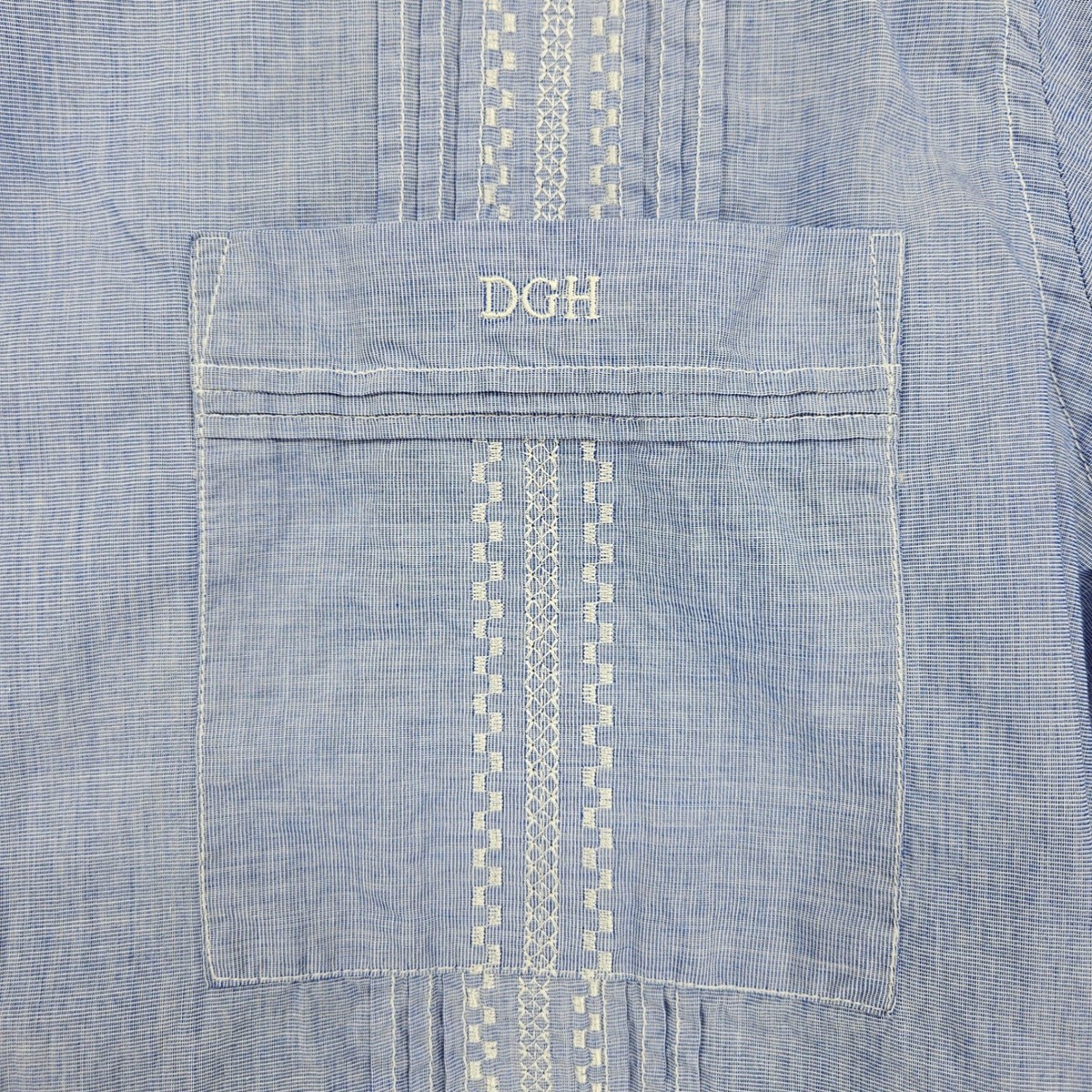 Dos Carolinas Guayabera Mens XL Blue Elegant Pleats Short Sleeve Button Up View 3