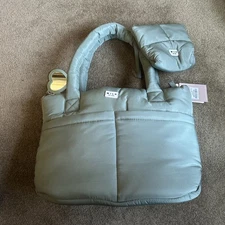 NWT Wilo The Label  Front Pocket Large Travel Tote w/small Makeup case, Jade