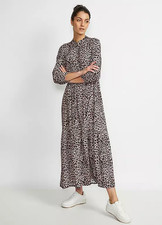 CREAM Leopard Print Three Quarter Sleeve Maxi Dress UK Size L/XL (fm215-12)