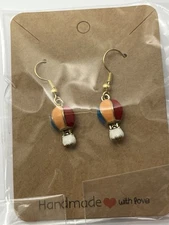 Handmade With Love Novelty Metal Enamel Hot Air Balloon Hook Earrings w/ Backing