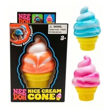 NeeDoh Bonito Cono de Helado Azul Naranja Rosa Helado Squishy Nee Doh Caja