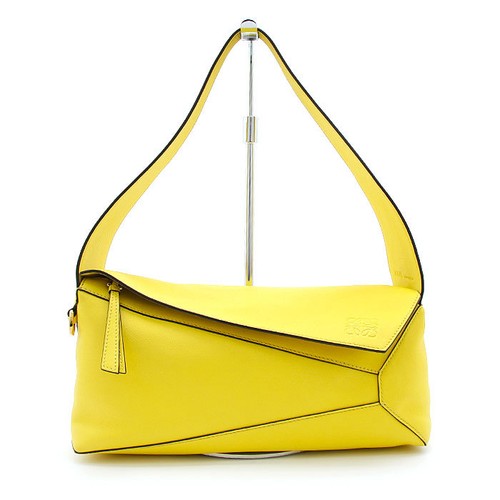 Used LOEWE Shoulder Bag Puzzle Hobo Bag Napa Calf Yellow Made in Spain Ladies