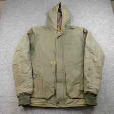 Under Armour Jacket Men Medium Hooded Canvas Work Hunting Fishing Coat Insulated