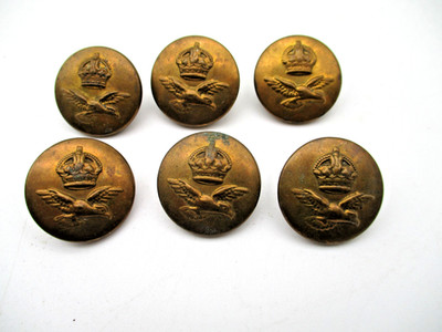 6 x WW2 RAF Brass Buttons - mixed makers
