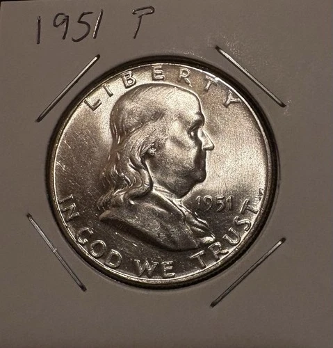 1951 P Franklin Half Dollar BU Uncirculated Full Bell Lines Stunning Silver Coin