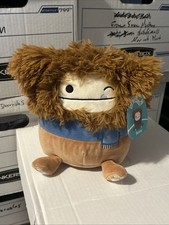 Squishmallows 7.5 Benny Brown Bigfoot Yeti Sasquatch W Blue Winter Scarf Plush