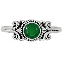 Natural Green Onyx 925 Sterling Silver Ring s.6 Jewelry R-1358
