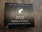 2022 W One Ounce Silver Uncirculated Coin American Eagle 22EG Burnished Box COA