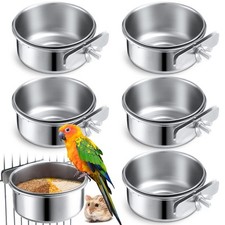 6 Pcs Stainless Steel Bird Bowls for Cage 10 oz Bird Feeding Dish Cups Parrot...