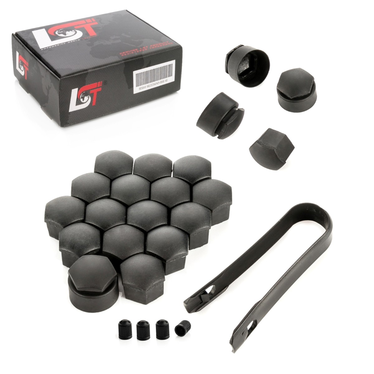 20X Wheel Nut Covers 17 Mm Theft Resistant Black For VW Golf Jetta