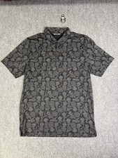 Men  s Travis Mathew Pineapple Print Golf Polo Shirt Size XL Black  Gray AOP
