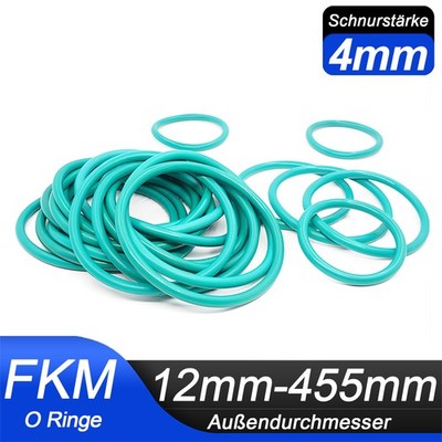 Schnurstärke 4mm O Ring Außen 12mm-455mm O-Ringe FKM 70 Grün Dichtung Dichtring