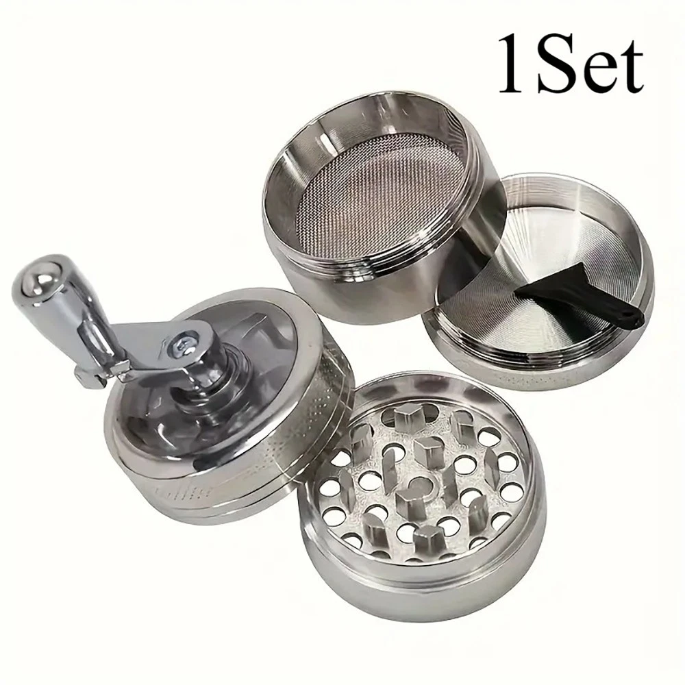 Compact Manual Spice Grinder with Crank for Home Kitchen and Herbal Preparation