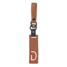 Initial Letter Keychain, PU Leather Alphabet Keychain Brown Letter-D 