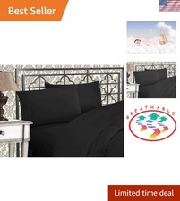 Softest 5-Piece Black Sheet Set, Split King - Wrinkle Fade Resistant