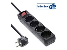 InLine Multi-Outlet 4x Shucko with Switch black cable 1.5m strip 16441D