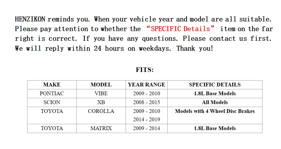 Pastillas de freno delanteras + traseras de cerámica para Toyota Corolla Matrix Scion XB Pontiac Vibe Foto 2 de 4