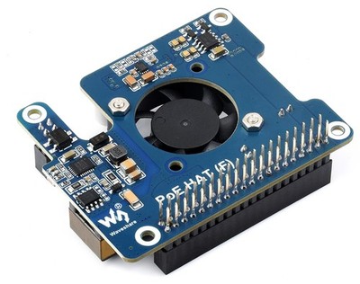 Power over Ethernet (PoE) HAT (F) für Raspberry Pi 5, SMPS, Onboard-Lüfter,