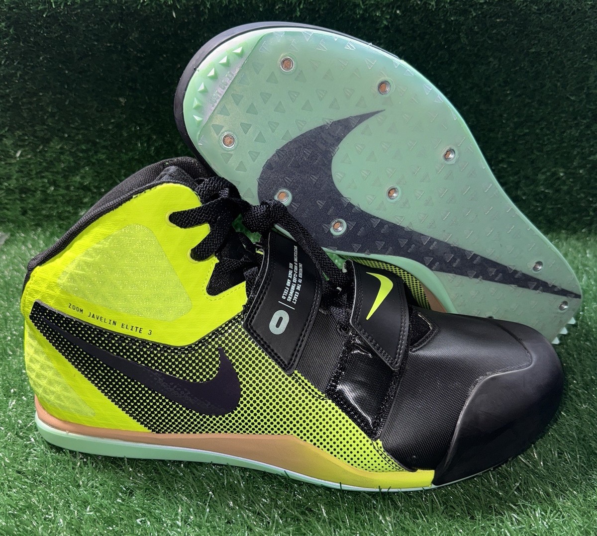 Nike Zoom Javelin Elite 3 Track Field Spikes Cleats Black Volt