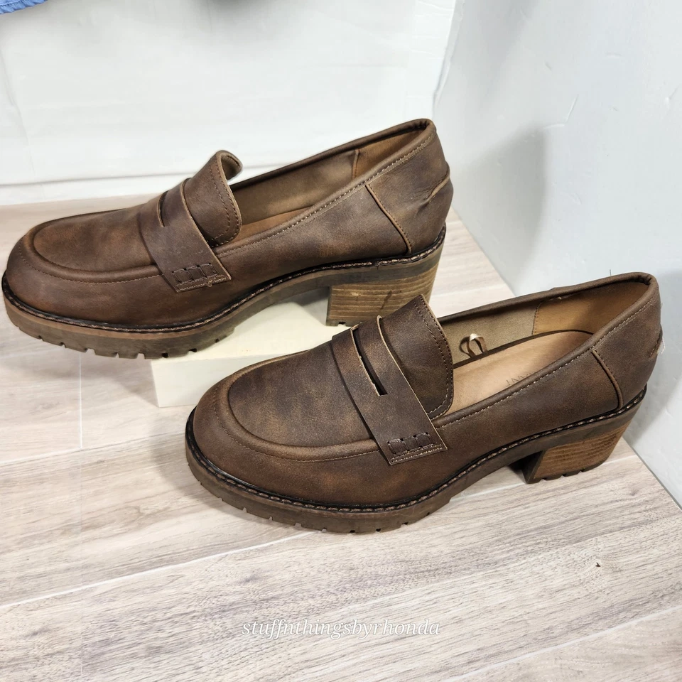 Nuevos mocasines sin caja Lane Bryant marrón envejecido Penny para mujer 9,5 Foto 2 de 4