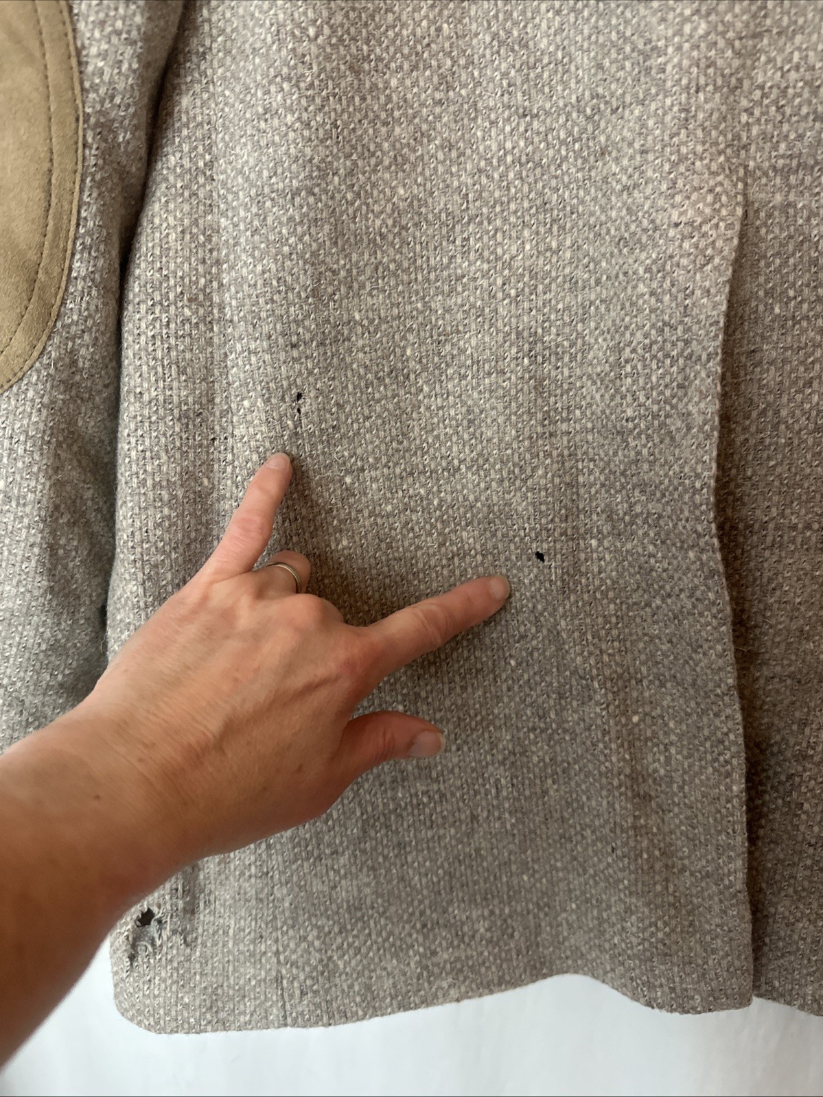 Vtg PENDLETON Tweed Wool Leather Patch Jacket Bla… - image 13