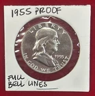 1955-P Franklin Half Dollar Proof Choice Uncirculated 90% Silver FULL BELL LINES