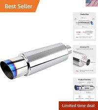 Straight Through Stainless Steel Muffler With Burnt Tip For Cars - Easy Install Straight Through Stainless Steel Muffler With Burnt Tip For Cars - Easy Install