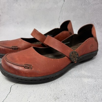 Born Aronica Mary Janes Comfort Casual Boho Maroon Leather Shoes Womens Sz 9.5 M