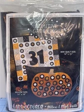 PRIMITIVE GATHERINGS Wool Applique Kit - LATE OCTOBER Pillow & Mini Quilt Kit