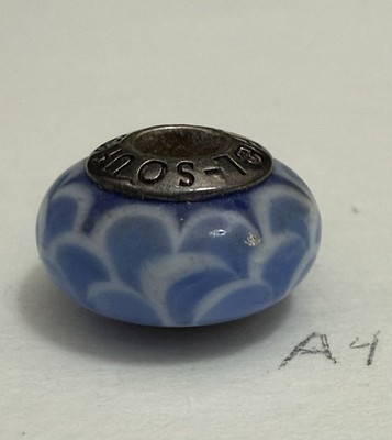 925 Sterling Silber Kern Blau Weiß European Charm Perle Glas