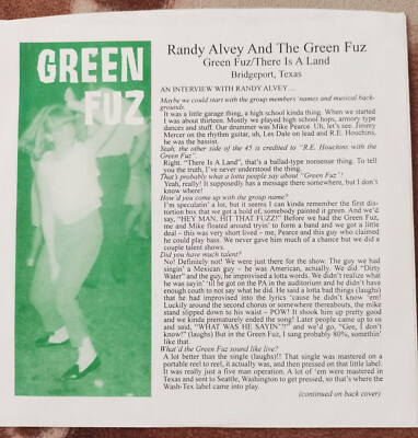 GREEN FUZ RANDY ALVEY AND THE GREEN FUZ NORTON 7'' SIXTIES GARAGE THE CRAMPS 