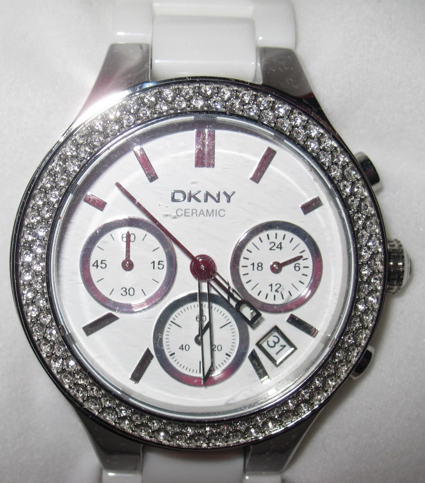 DKNY Silver-tone Glitz White Ceramic Chronograph Watch NY4985 - Image 2 of 2
