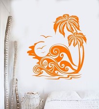 Vinyl Wall Decal Island Palm Beach Style Sunset Holidays Tree Stickers 704ig 