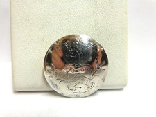 Silver stag head kilt Pin/Brooch Rd sz 1.25 in wgt 5.5 grams engraved design