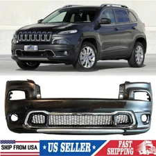 For 2014-2018 Jeep Cherokee Front Bumper Cover Kit w/ Fog Lights Primed Black