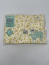 NOS Carters Vintage Fitted Baby Crib Sheets Mid Century Yellow Animals Nursery