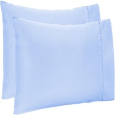 4 PCs Pillow Case Set 600 TC Egyptian Cotton Sky Blue Solid Queen Size