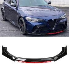 Front Bumper Lip Spoiler Splitter Black Red For Alfa Romeo Giulia Universal